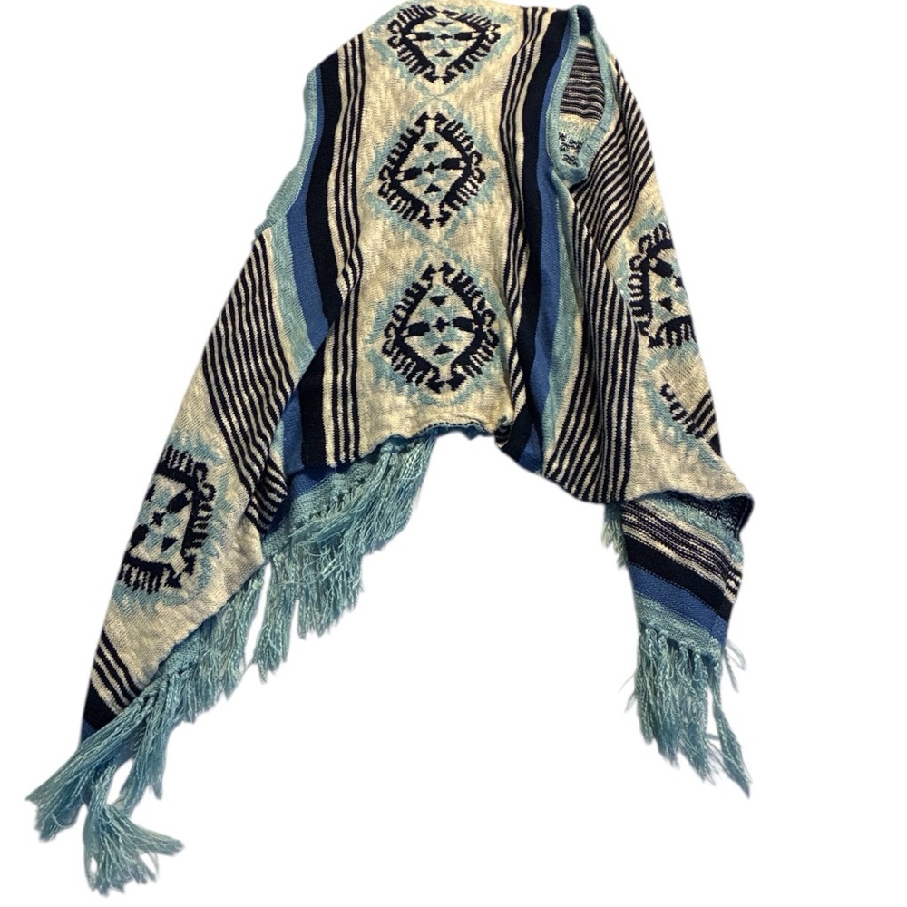 Pink Rose boho-style fringed cardigan or vest Women Med southwestern geometric